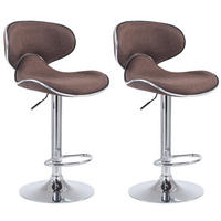 BARHOCKER 2er Set Stoff braun - Chromfarben/Braun, Textil/Metall (46/88/49cm) - CLP