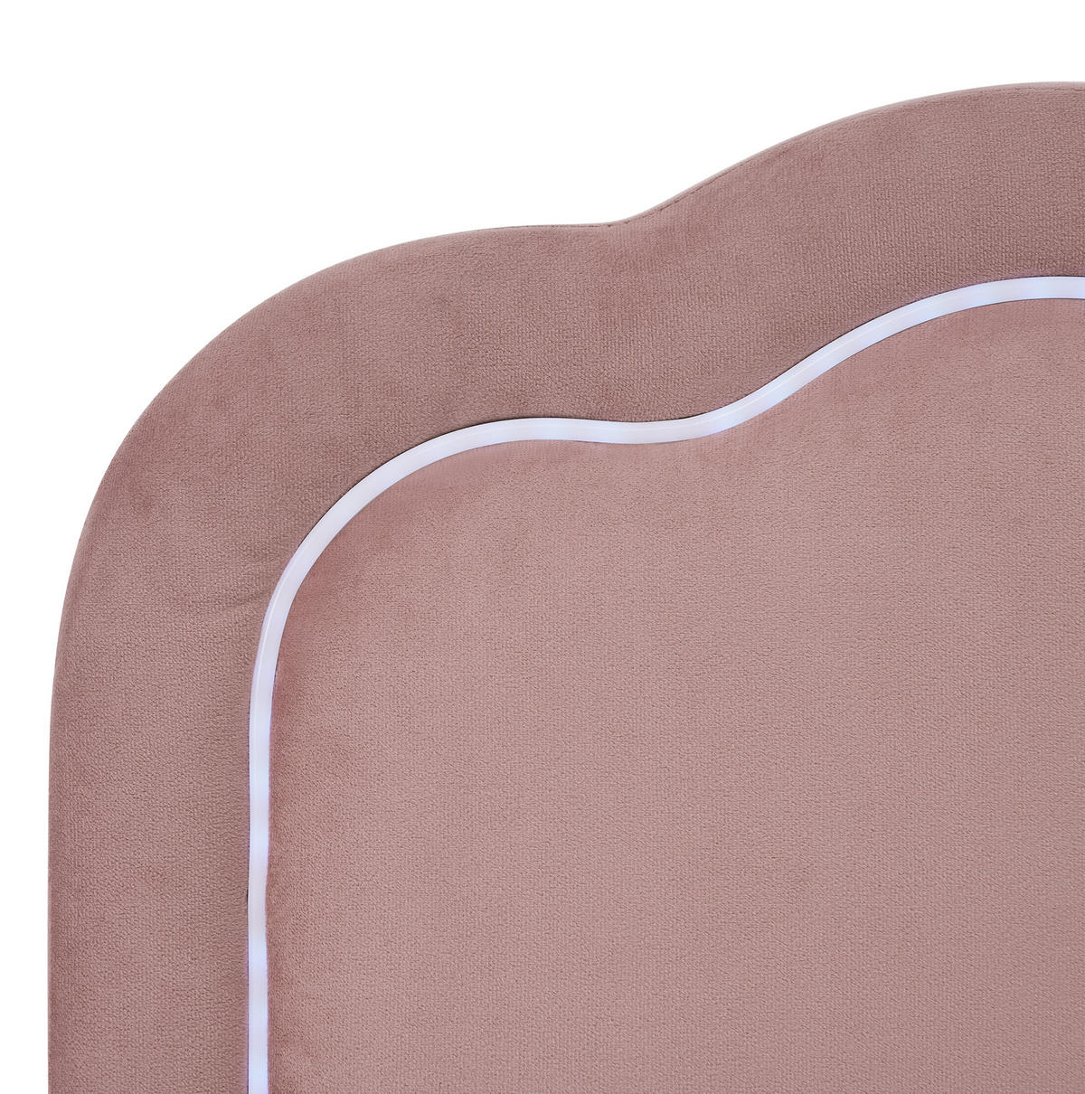 BETT mit LED-Kopfteil 90x200 cm Samt Pink - Pink, Metall (90/200cm) - Meubliv