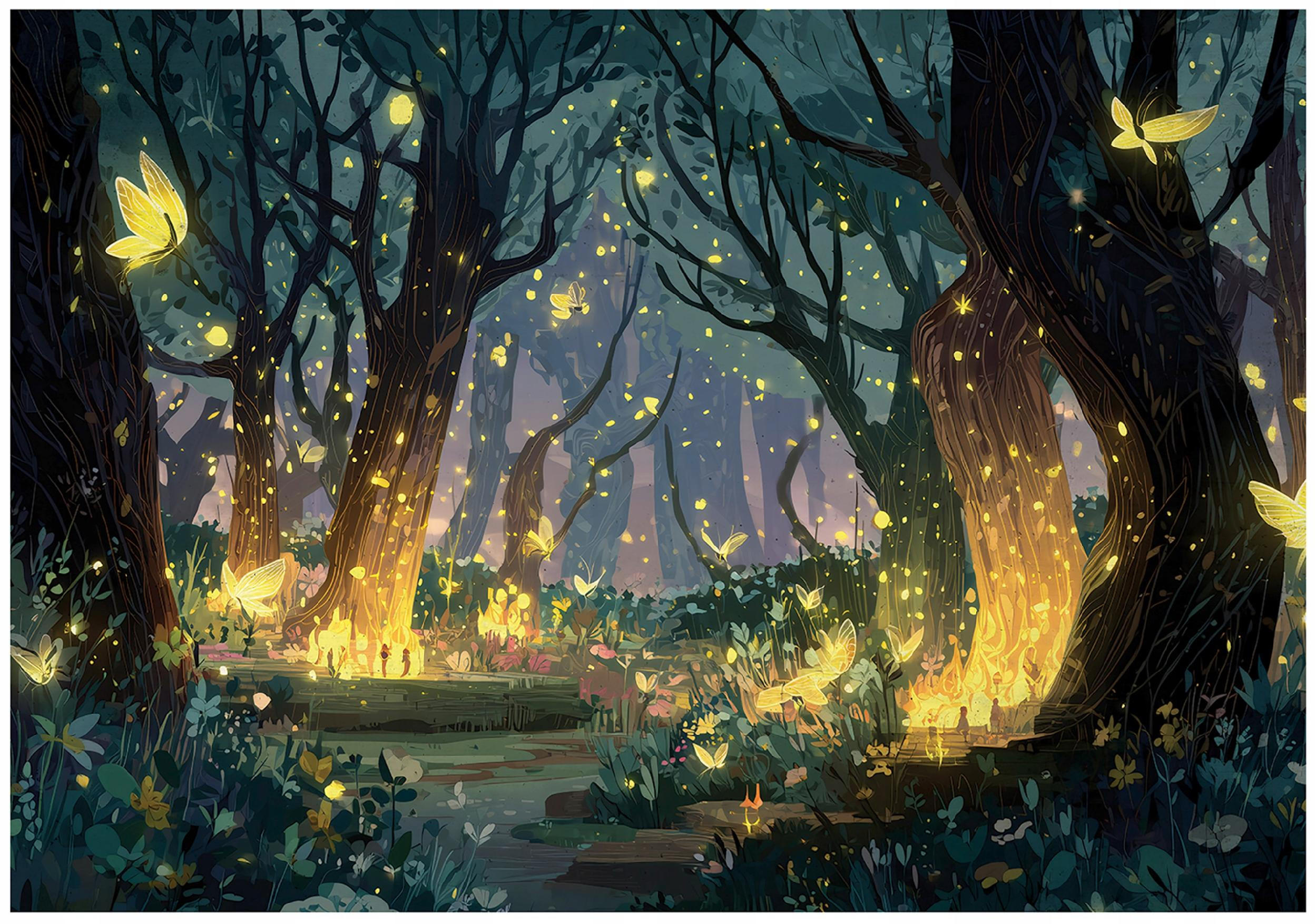 FOTOTAPETE Wald Verzaubert Gelb 200x140 cm - Multicolor, Papier (200/140cm) - Wallarena