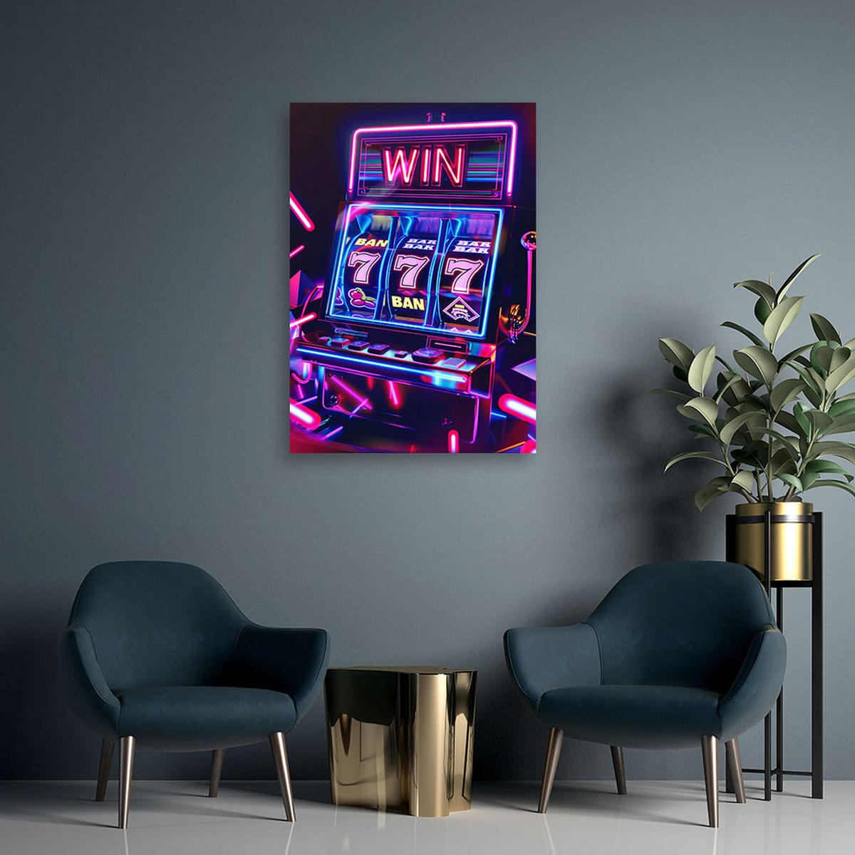 LEINWANDBILD Neon Spielautomat 40x60cm - Lila, Textil (40/60cm) - Feeby