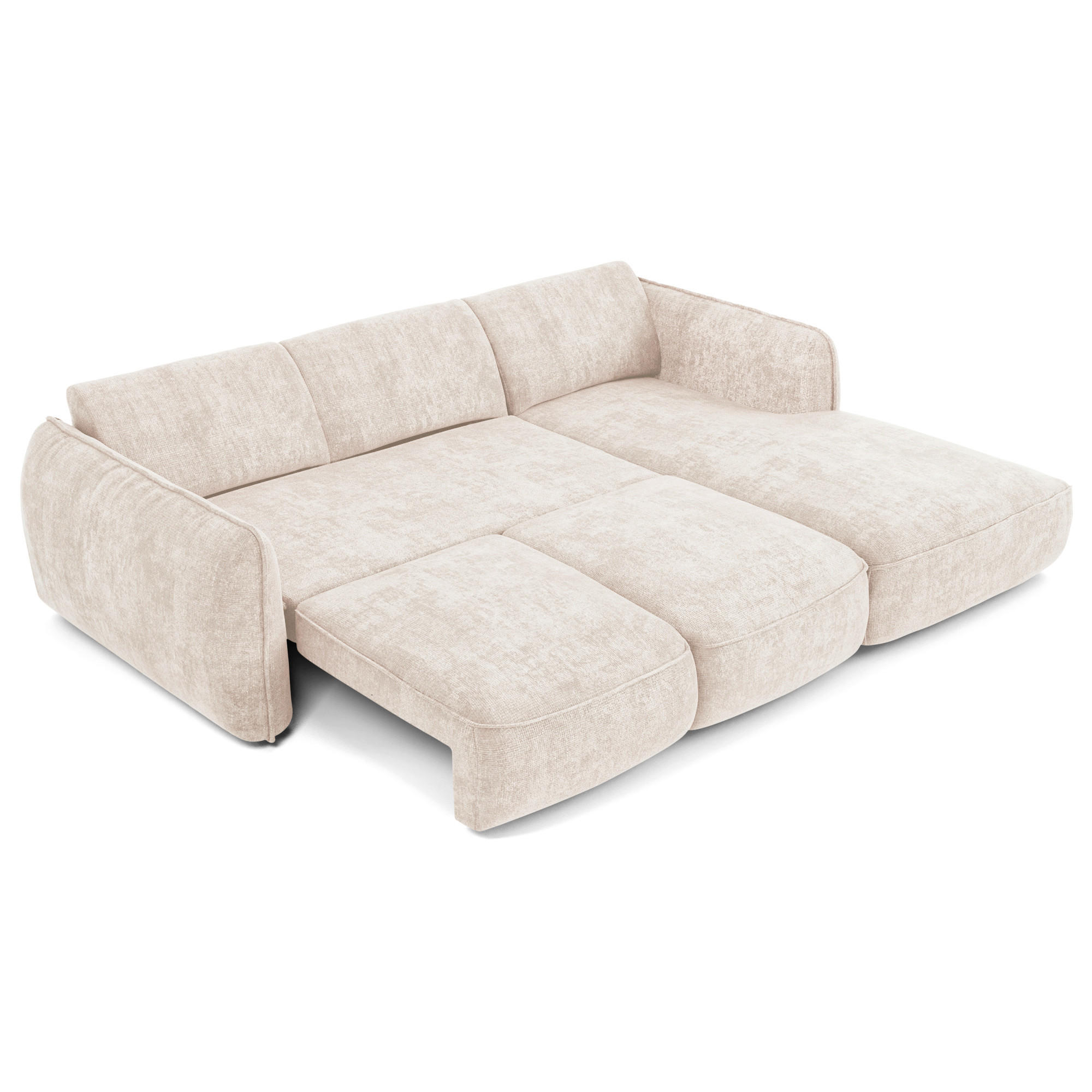 ECKSCHLAFSOFA Rastervelours 274cm - Creme, Textil (274/174cm) - Sia Home