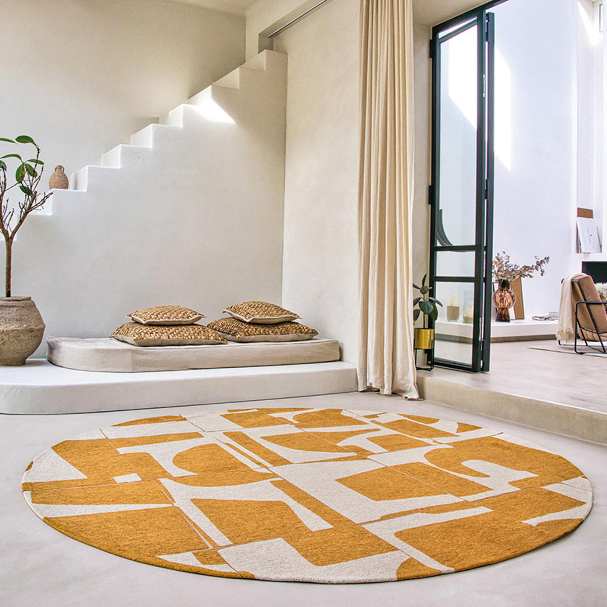 TEPPICH Curry Craft Papercut 140/140 cm - Gelb, Kunststoff/Textil (140/140cm) - Louis De Poortere