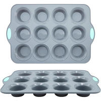 MUFFINFORMEN 2-teiliges Set Silikon Hellgrau 12er - Grau, Kunststoff (26.6/3/39.7cm)