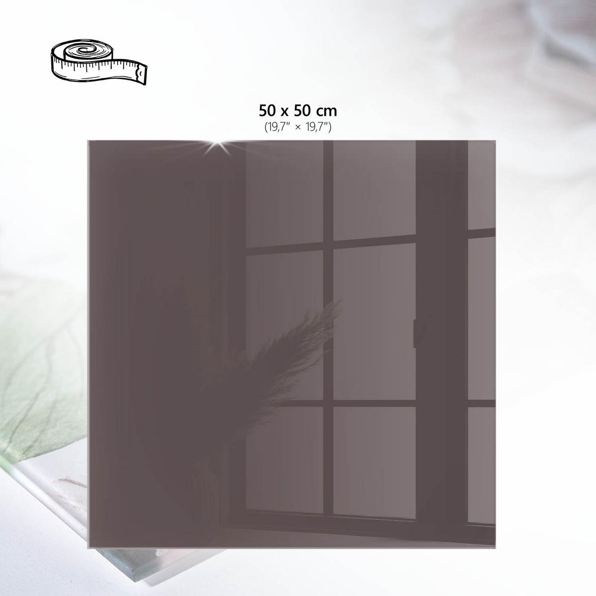 TISCHPLATTE 50x50 cm – Verblasstes Braun - Dunkelblau, Glas (50/50/0.4cm) - Wallfluent