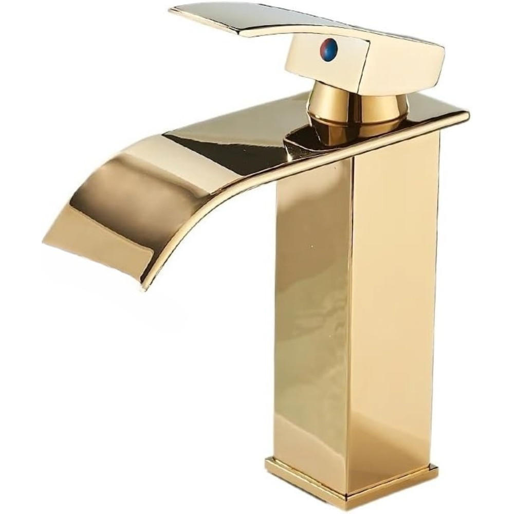 WASCHTISCHARMATUR Einzigen Griff Mixer Heißes Kaltes, Niedrig, Gold - Goldfarben, Metall (11/19/5cm) - Kaket