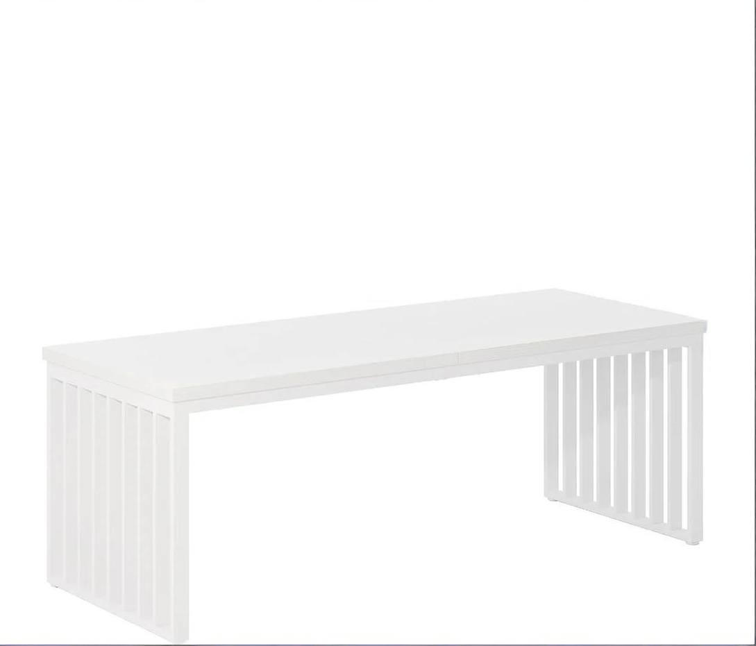 SCHREIBTISCH für 2 Personen 180 x 60 cm Holzoptik White - Weiß, Metall (180/60/76cm) - Meubliv