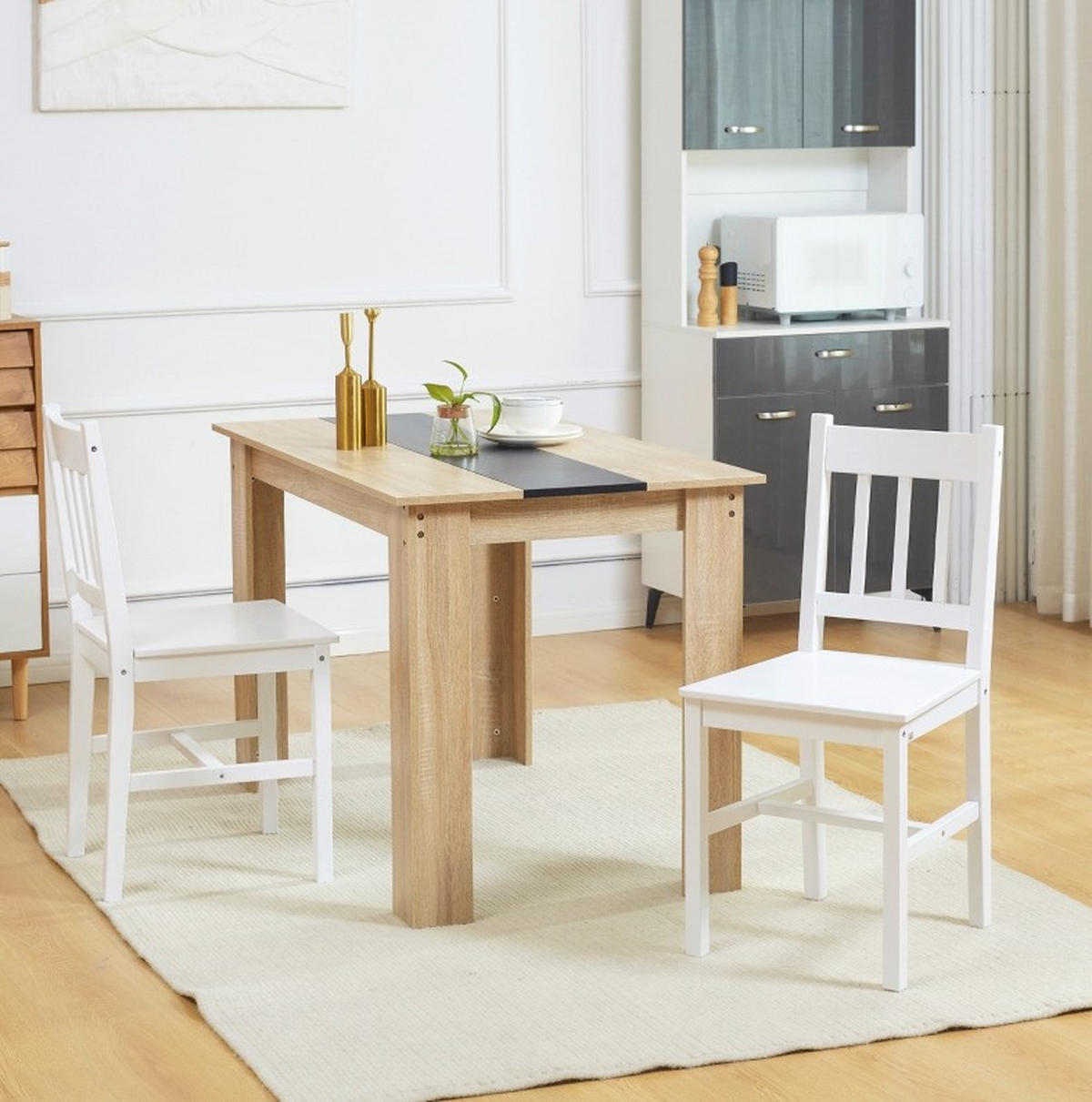 ESSZIMMERSTUHL 2er-Set 46,5 x 41 x 85,5 cm Massivholz Weiß - Weiß, Holz (46.5/85.5/41cm) - Meubliv