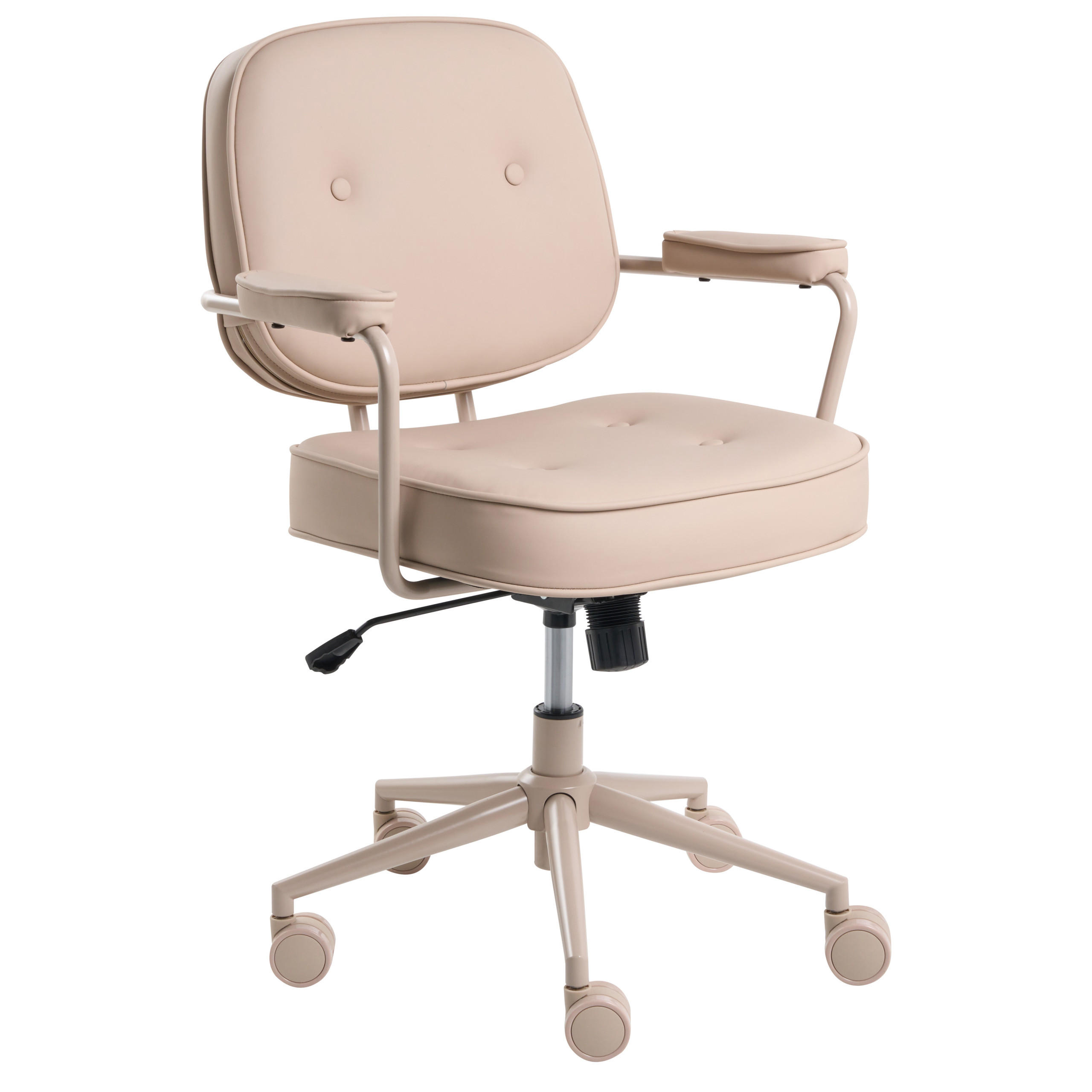 SCHREIBTISCHSTUHL Kunstleder Sandbeige Paramus - Sandfarben, Kunststoff (60/81/65cm) - Beliani