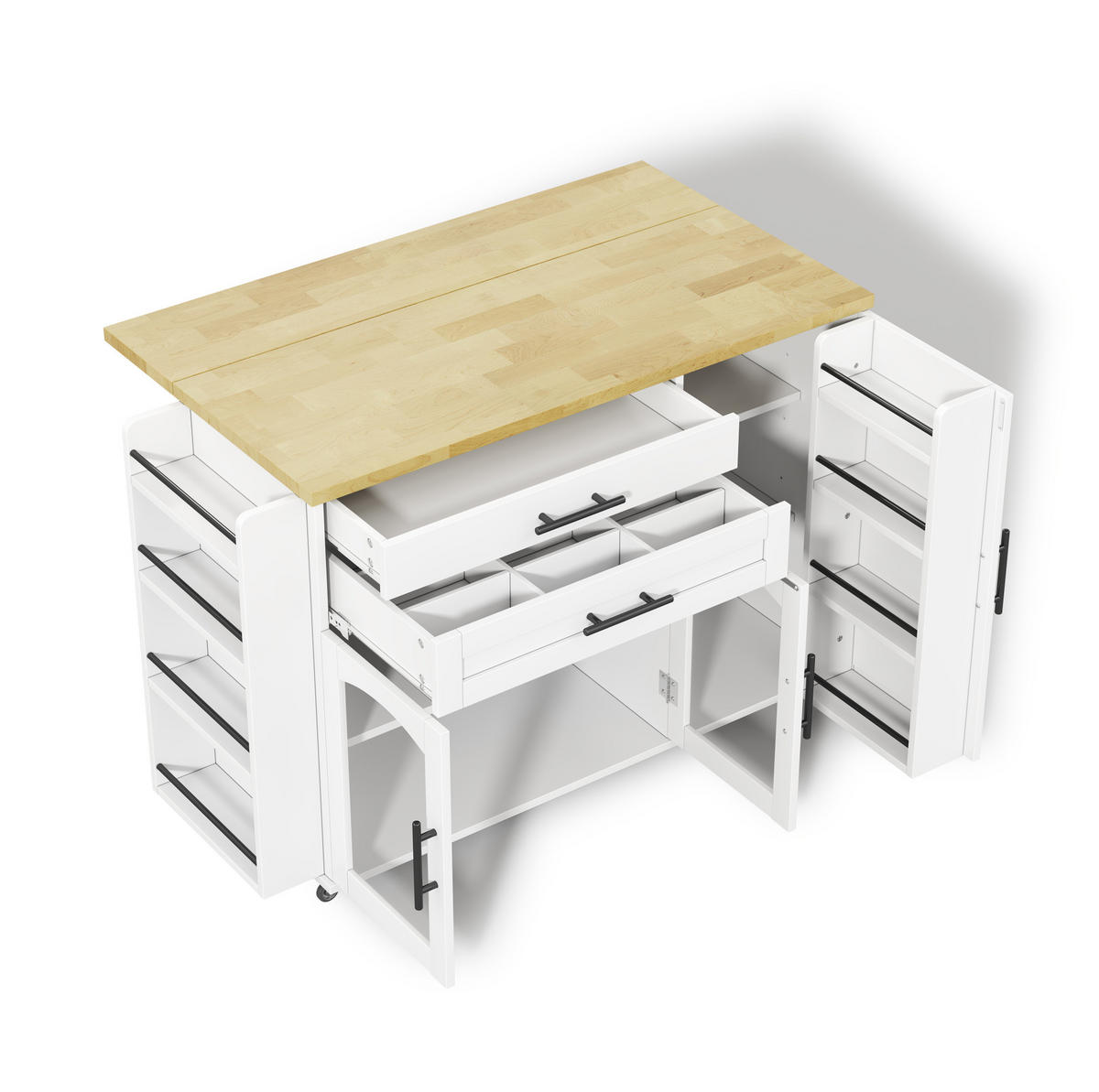 KÜCHENINSEL 120/45-70/90 cm aus MDF mit klappbarem Arbeitsbereich Natur/Weiß - Naturfarben, Holzwerkstoff (138/90/70cm) - Modenvie