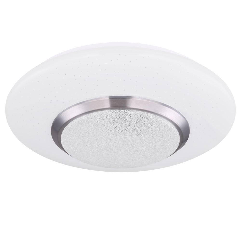 LED DECKENLEUCHTE Metall Weiß Kristalloptik CANDIDA - Weiß, Metall (34/34/8cm) - Globo Lighting