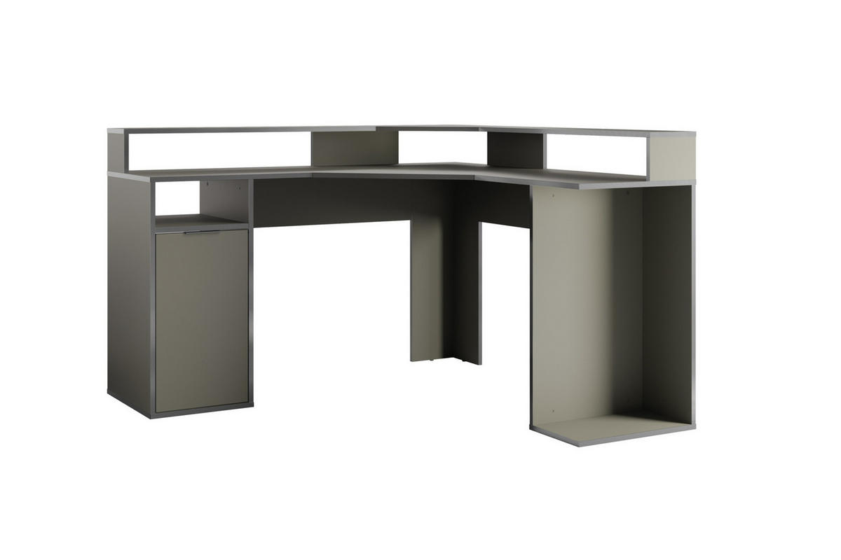 GAMINGTISCH KARO L 139 / 139 cm in Graphit - Graphitfarben, Holzwerkstoff (139/139/89cm) - Deine Möbel 24