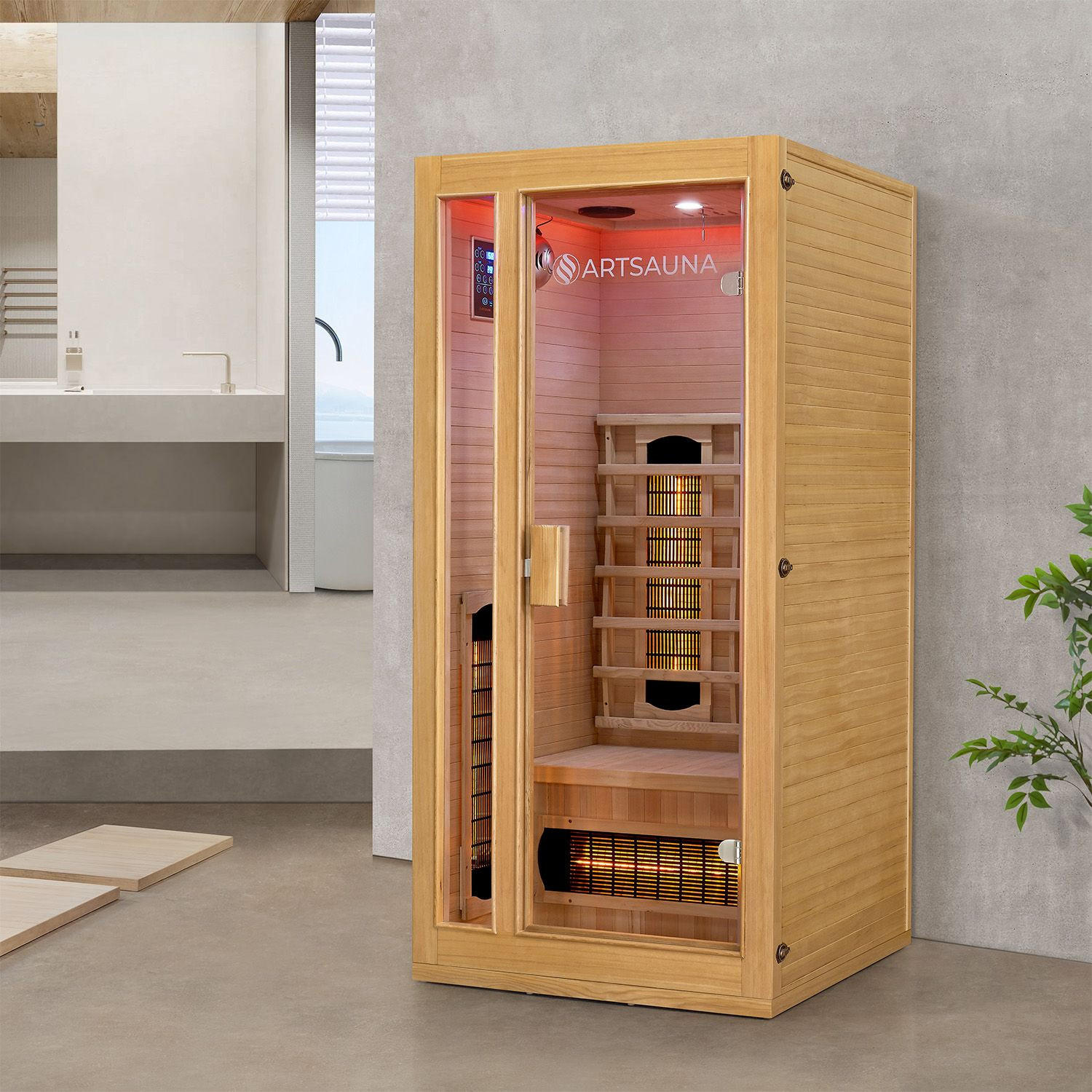 INFRAROTKABINE Nyborg S90V mit Vollspektrumstrahlern - Naturfarben, Holz (90/190/90cm) - Artsauna