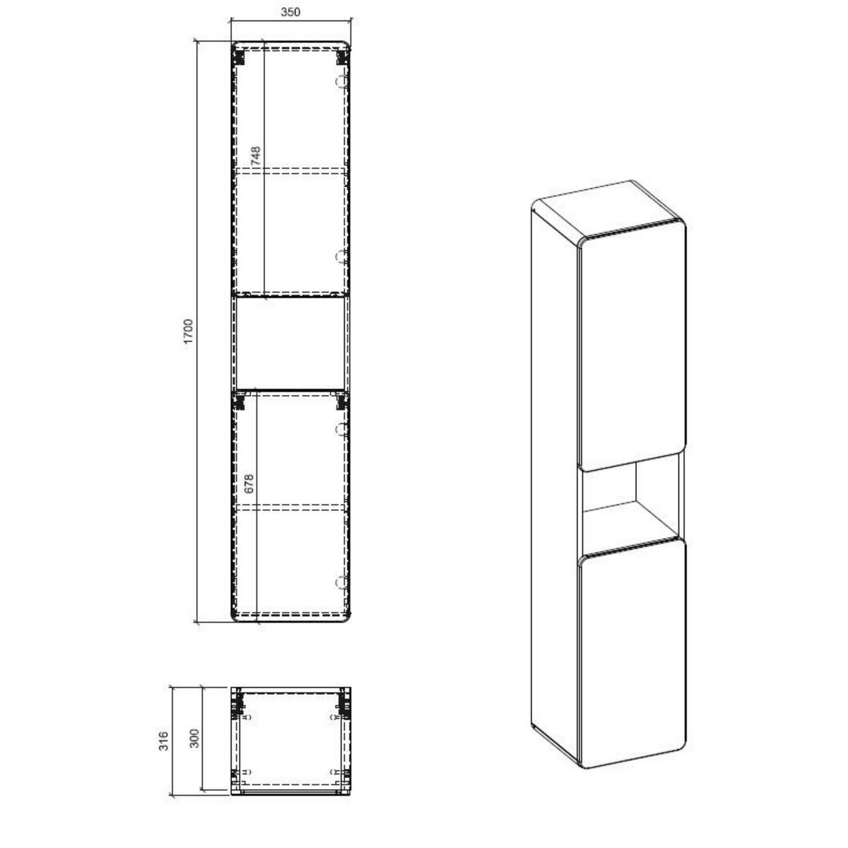 HOCHSCHRANK ARVIDA SZK4 Offenes Regal Eiche Grau - Grau, Holzwerkstoff (35/170/35cm) - Komodee
