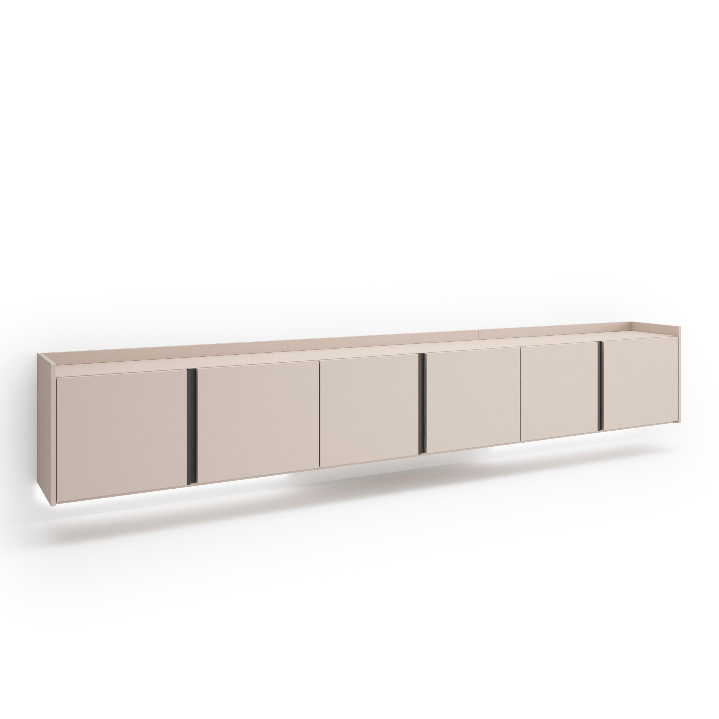 LOWBOARD, Beige, 309/35/50cm, Hängend - Beige, Holzwerkstoff (309/50/35cm) - Skraut Home