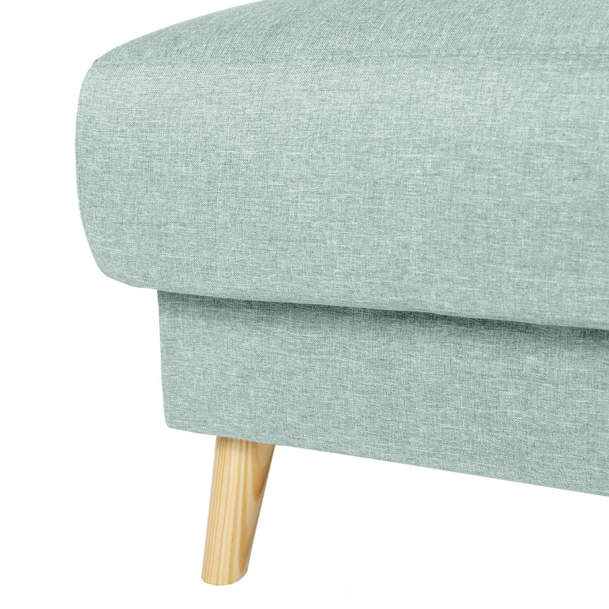 POLSTERHOCKER - Webstoff - Hellbraun/Mintgrün, Holz/Textil (77/46/62cm) - home24