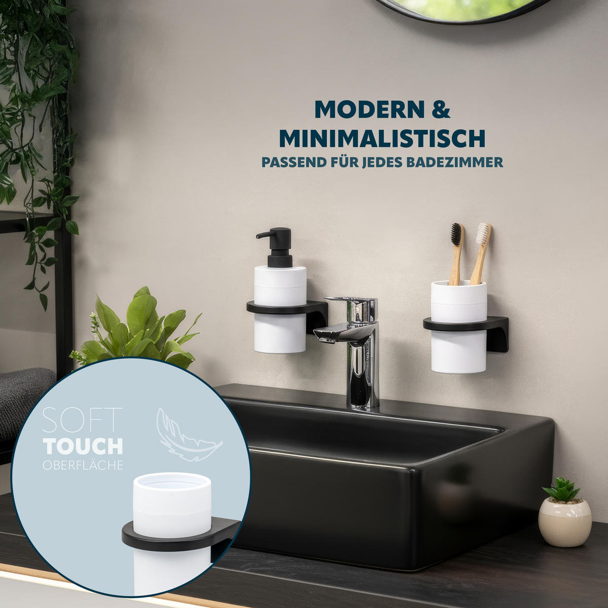 ZAHNPUTZBECHER SAVONA Softtouch, weiß, rund - Weiß, Kunststoff (8/11/9.5cm) - bremermann