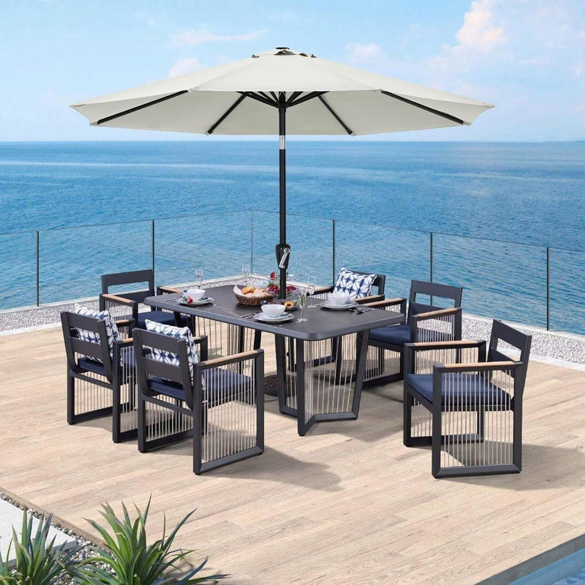 SONNENSCHIRM 270 cm Hellbeige Beidseitig knickbar UPF 50+ - Beige, Textil (40/295cm)