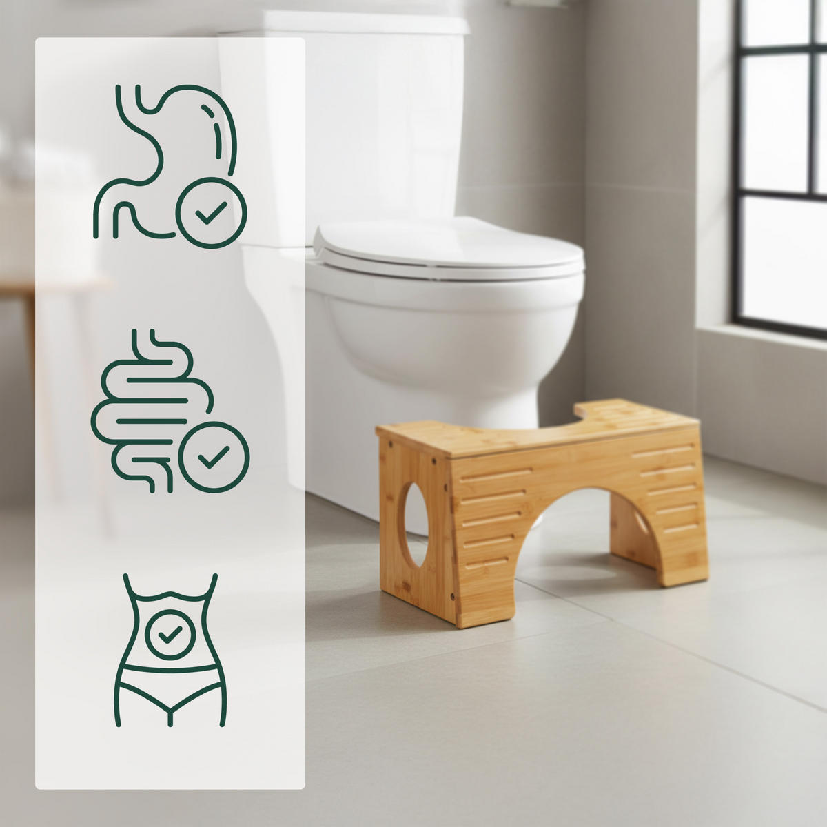 TOALETNÝ stolček - svetlohnedá, drevo (44.5/19.5/25cm) - Relaxdays