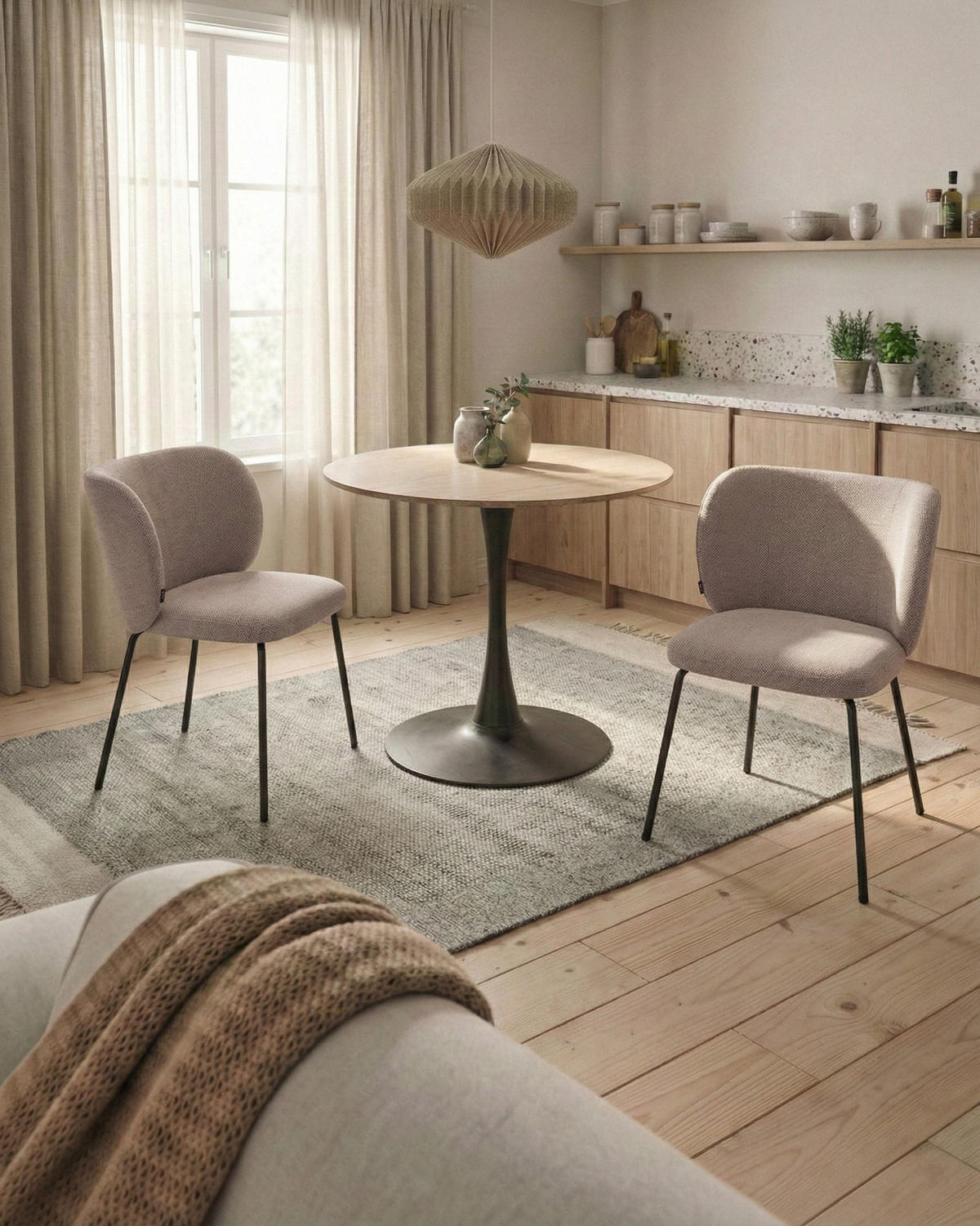 ESSZIMMERSTUHL 2er Set Stoff Taupe Calera - Taupe, Textil/Metall (56/78/60cm) - Beliani
