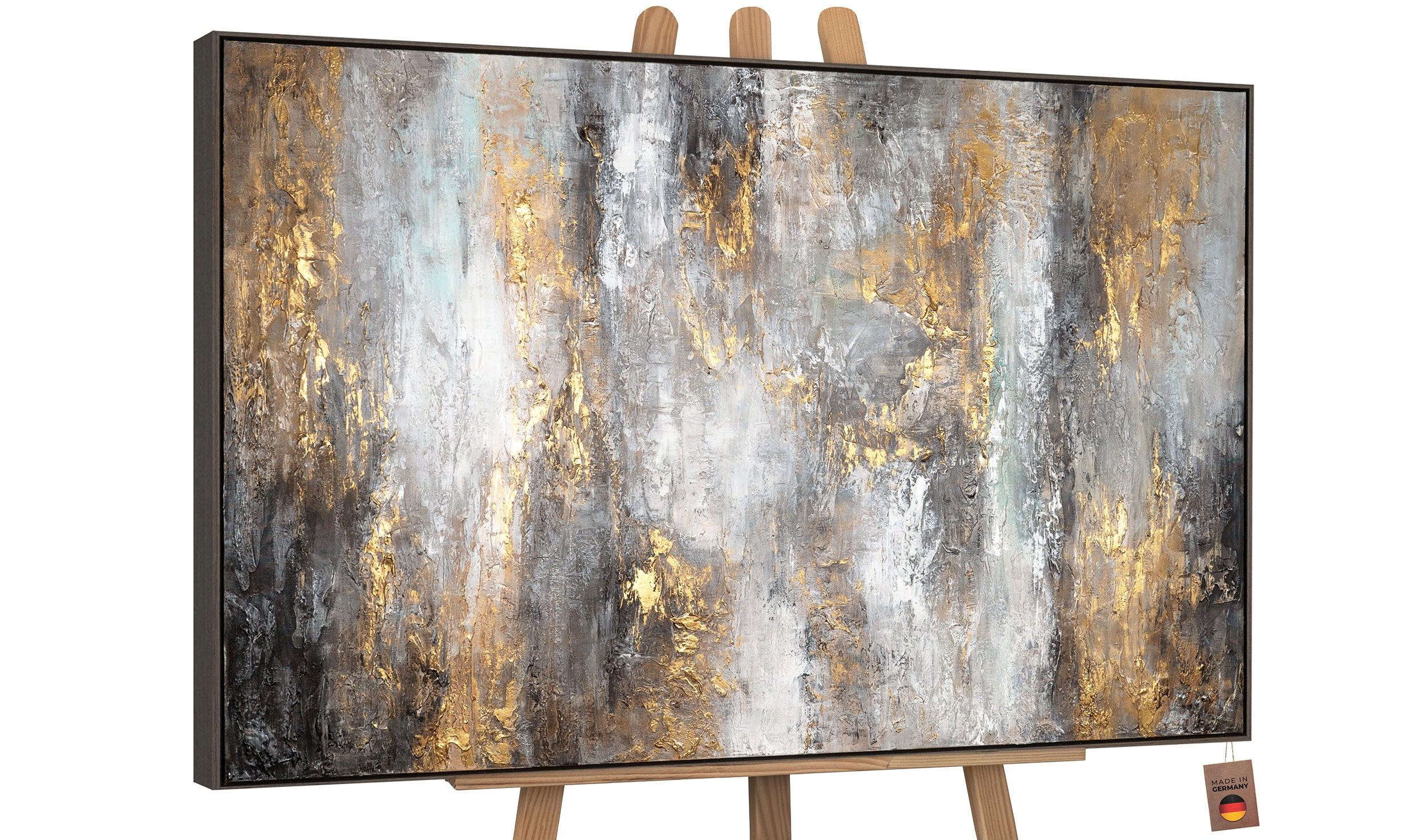 GEMÄLDE Milchstraße II Schattenfugenrahmen Grau 140x100 cm - Grau, Holz (140/100cm) - YS-art gallery