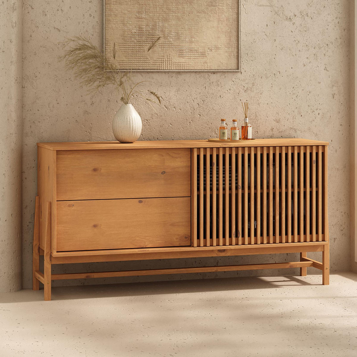 SIDEBOARD ADAMO Eiche - Eichefarben, Holz (145/75/41cm) - IDIMEX