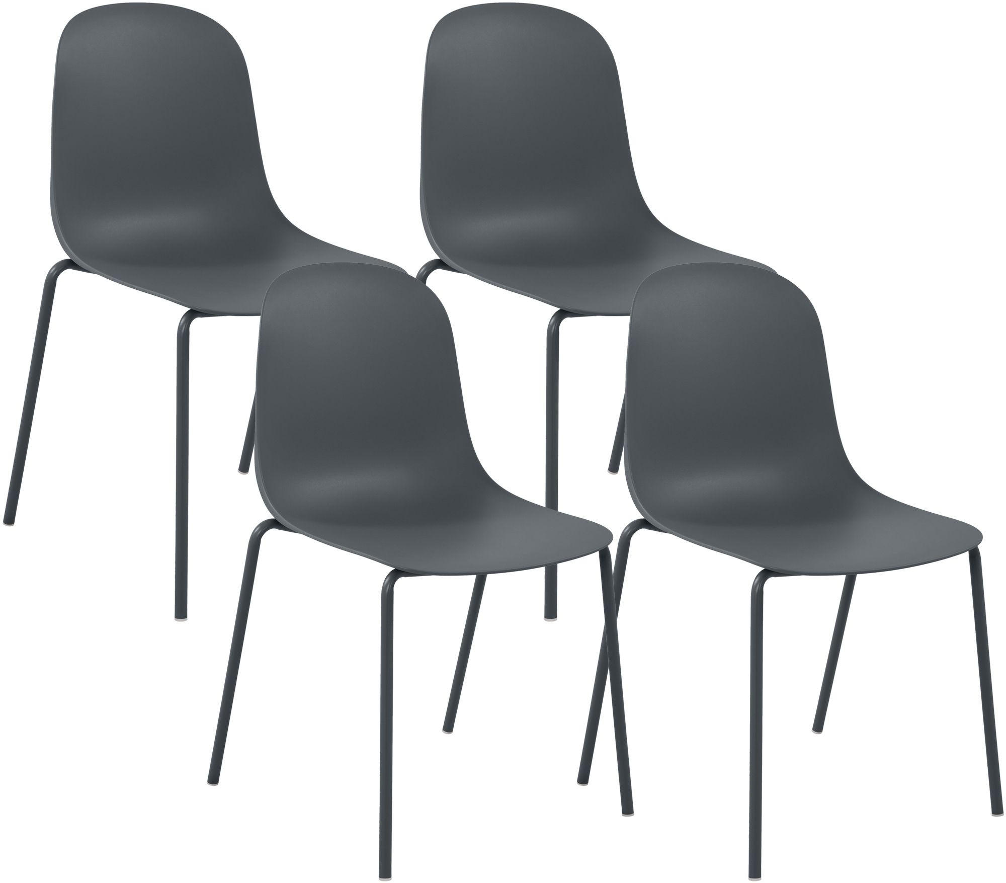 STAPELSTUHL 4 Kunststoff Dunkelgrau - Dunkelgrau, Kunststoff/Metall (51/85/55cm) - CLP