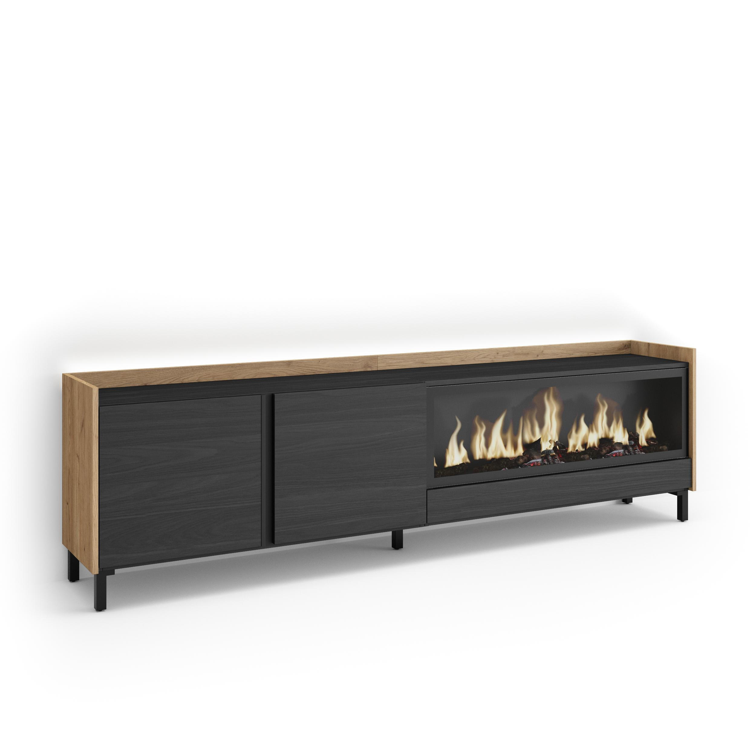 Skraut Home Lowboard, Schwarz 212x61x35 cm