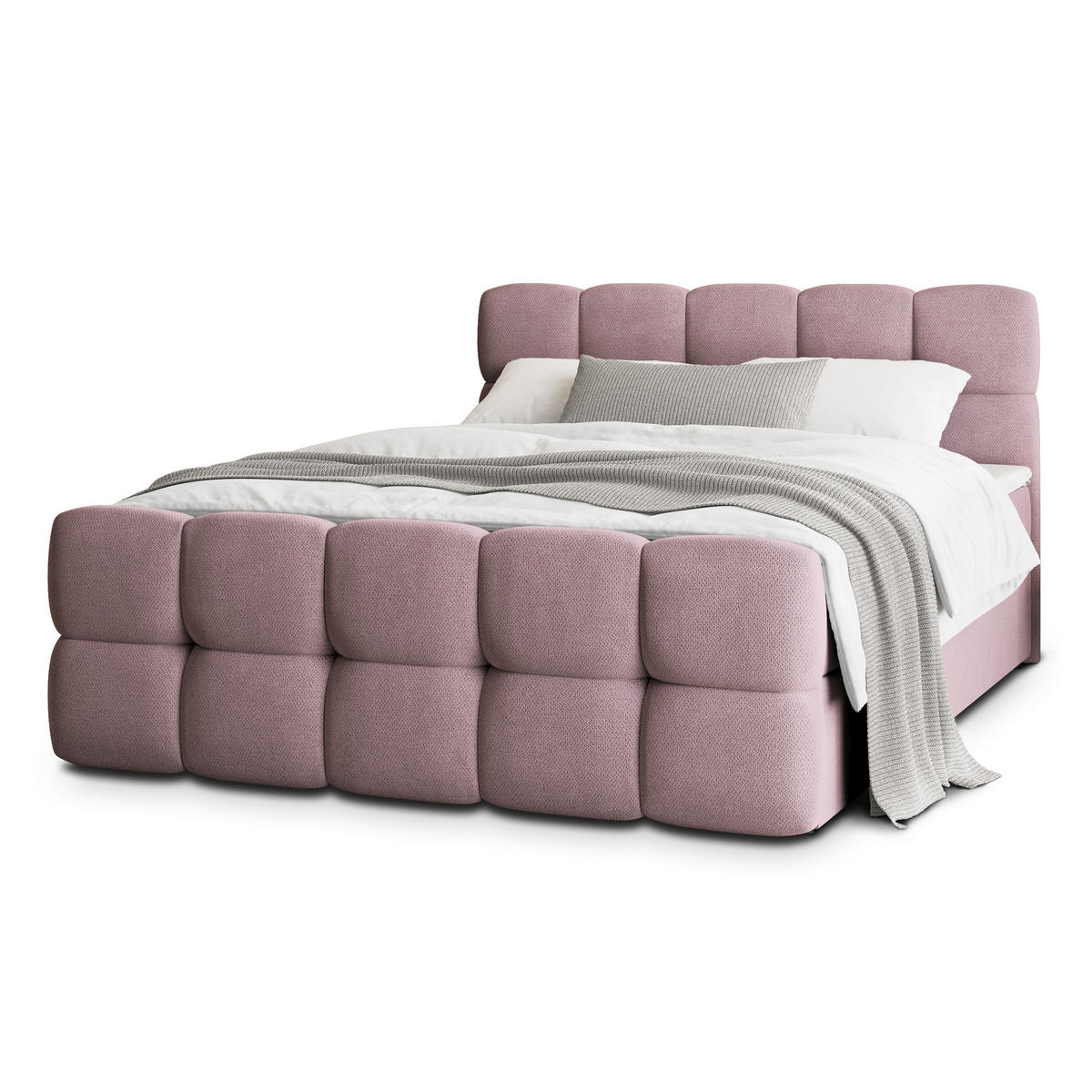 POSTEL BOXSPRING BRUME 160x200 cm, s matrací a úložným prostorem, starorůžová - starorůžová, kompozitní dřevo/textil (160/200cm) - MASSENO