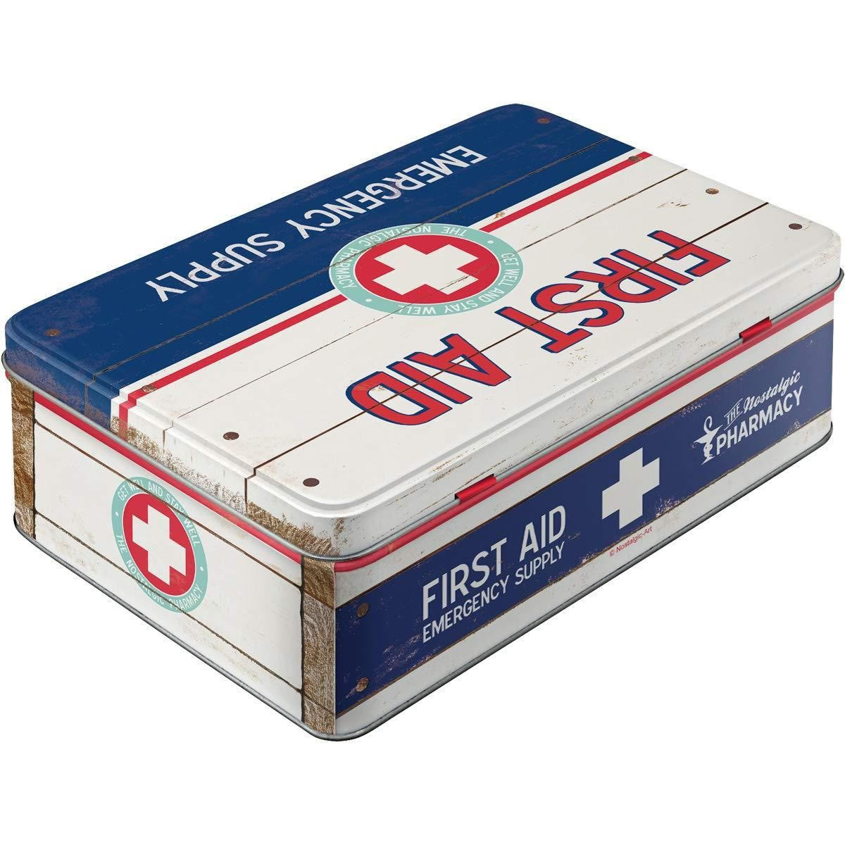 VORRATSDOSE flach Nostalgic Pharmacy First Aid Blue - Multicolor, Metall (23/7/16cm) - Nostalgic-Art