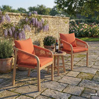GARTENSTUHL - 2er-Set - Akazie massiv / Webstoff - Terracotta, Holz/Textil (58/77/62cm) - home24