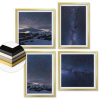 WANDBILDER 4er Set - 50x50 cm & 40x60 cm Goldrahmen - Nachthimmel, Berge, Sterne - Goldfarben, Kunststoff (50/50cm) - ArtPrintCave