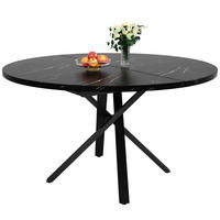 ESSTISCH Ausziehbar 100-140cm Marmor Schwarz X Gestell - Schwarz, Metall (100/100/75.5cm) - FLIEKS