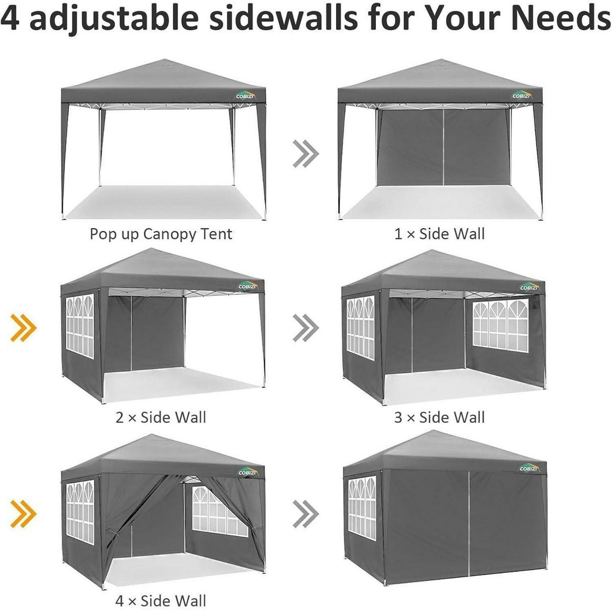FALTPAVILLON 3x3m Tief Grau Wasserdicht mit 4 Seitenwänden - Grau, Textil (300/260/300cm)