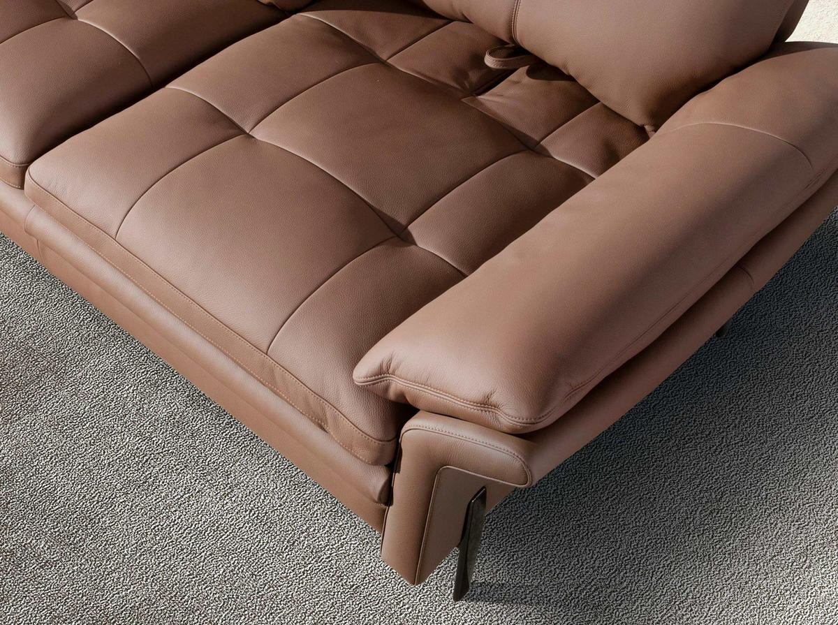 SOFA 2-Sitzer-Sofa aus braunem Leder 195/118/94 cm - Chromfarben/Braun, Leder/Holz (195/94/118cm) - ANGEL CERDA