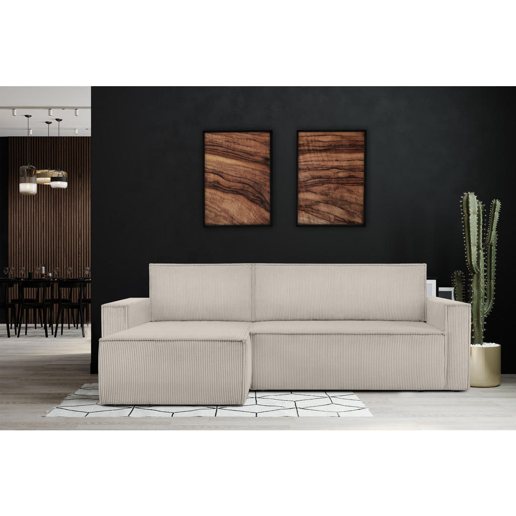 Thumbnail - Konsimo® Ecksofa-Links/Rechts, Creme, Textil, L-Form,L-Form, 246x148 cm, FSC 100%, Hergestellt in Europa, Wohnzimmer, So...