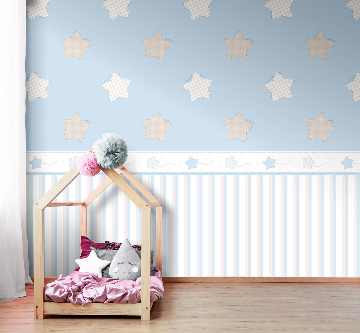 TAPETE Streifen 53 cm x 10 m - Blau, Papier (53/0.1cm) - Sanders & Sanders
