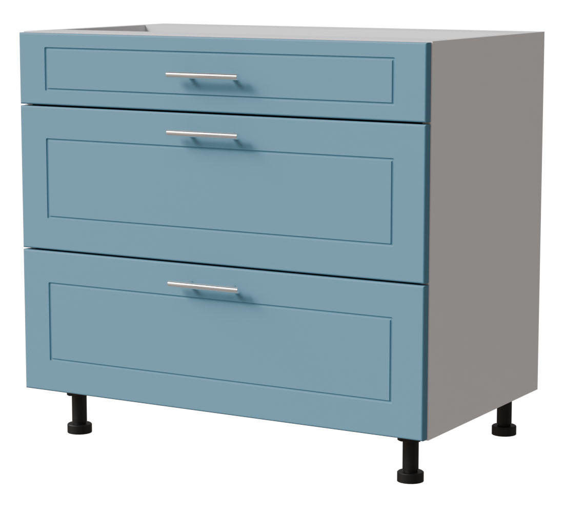 SCHUBLADENUNTERSCHRANK Bari D3/90 Weiß / RAL 5024 pastellblau 90 / 50 / 82cm HETTICH Vollauszug - Blau/Weiß, Holz/Holzwerkstoff (90/82/50cm) - Feldmann-Wohnen