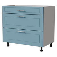 SCHUBLADENUNTERSCHRANK Bari D3/90 Weiß / RAL 5024 pastellblau 90 / 50 / 82cm Blum Teilauszug - Blau/Weiß, Holz/Holzwerkstoff (90/82/50cm) - Feldmann-Wohnen
