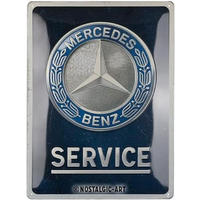 BLECHSCHILD 30/40 cm Mercedes-Benz Service Emblem Blue - Multicolor, Metall (30/40/0.2cm) - Nostalgic-Art