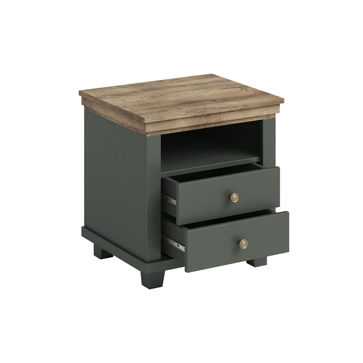 NACHTTISCH Martin Grün und Holz - Grün, Holzwerkstoff (52/54.2/42cm) - Petits-meubles