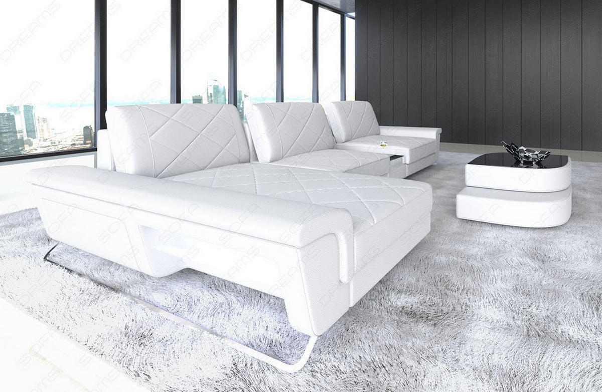 LEDERSOFA Bari L - Weiß, Leder (197/369cm) - Sofa Dreams