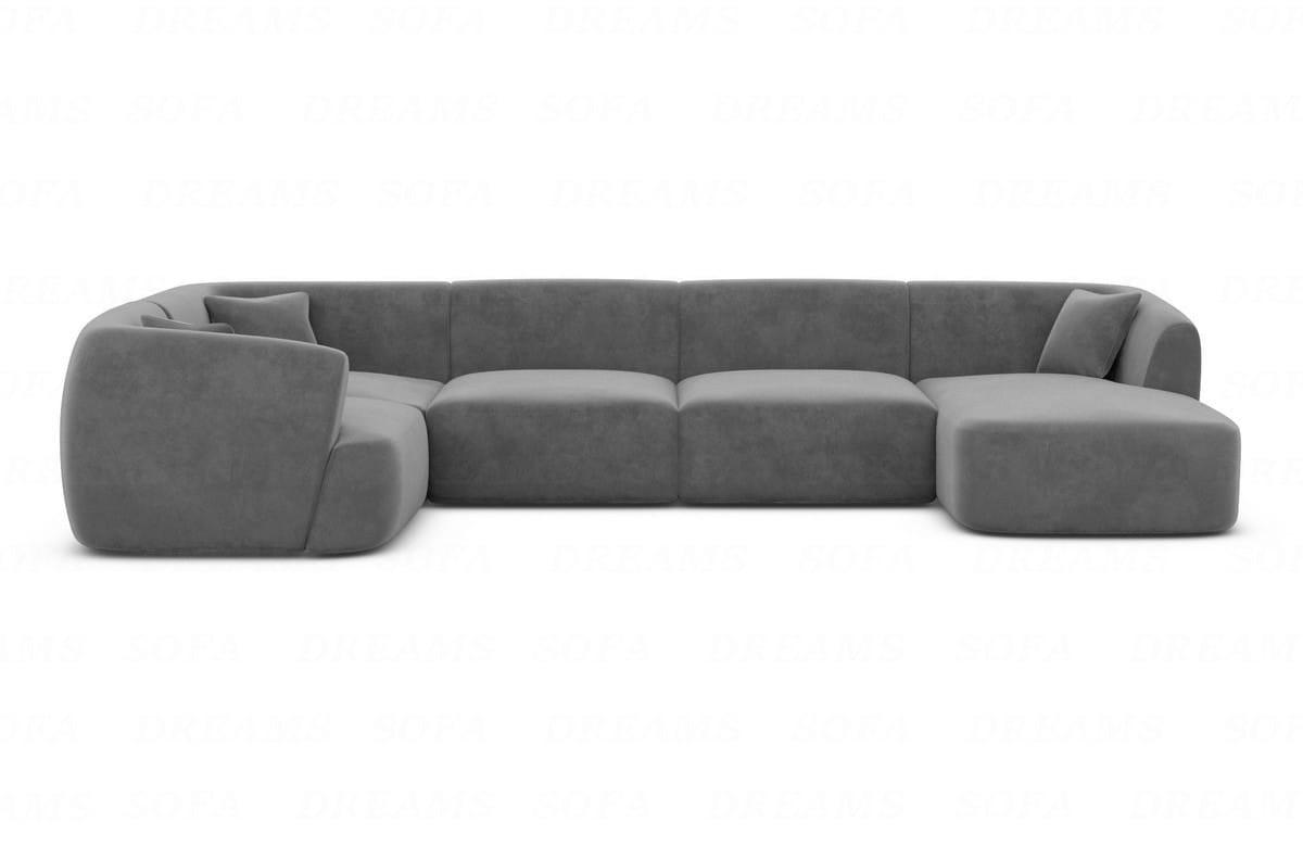 WOHNLANDSCHAFT Azura Dunkelgrau Samtstoff - Dunkelgrau, Kunststoff (325/78/177cm)