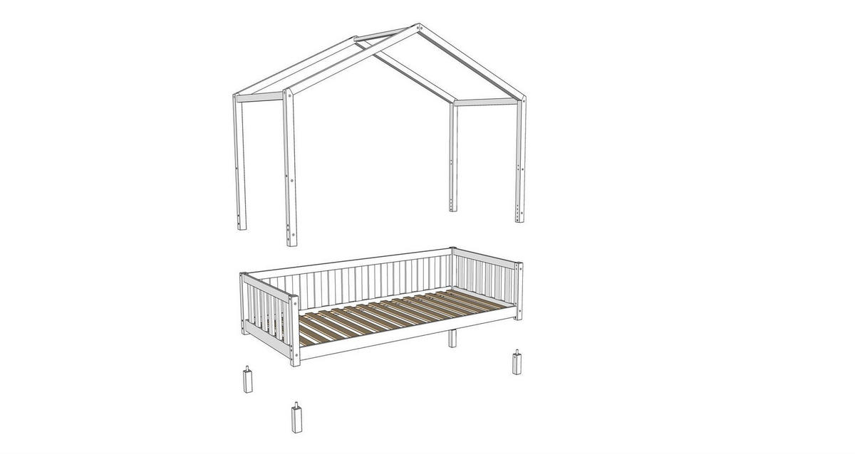 HAUSBETT Kapua 90x200 mit Bettschublade Kiefer Massivholz Weiß - Weiß, Holz (90/200cm) - 58aufmkessel