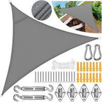 SONNENSEGEL Dreieck 3 x 3 x 3 m Wasserdicht Grau mit Befestigungsset - Grau, Textil (300/300cm)