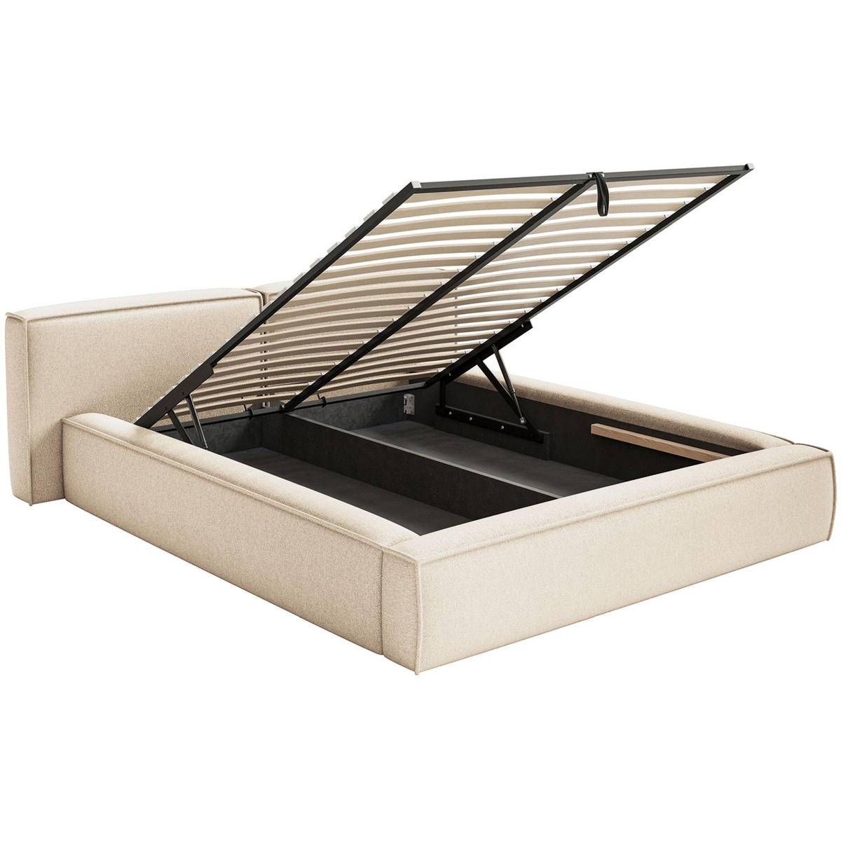 POLSTERBETT Tilves Low Hellbeige 160x200 cm - Ecru/Schwarz, Kunststoff/Textil (160/200cm) - Selsey