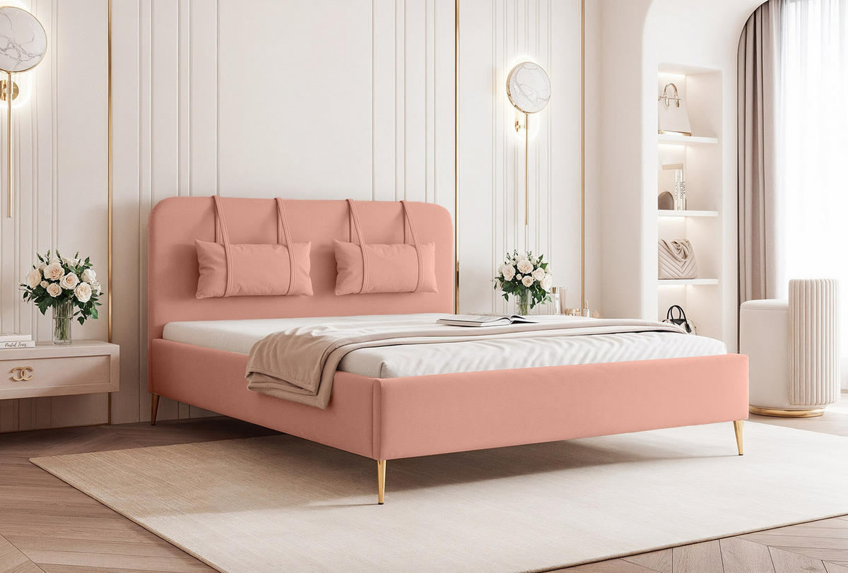 POLSTERBETT Rexal 120x200 cm, Altrosa - Pink, Textil (200/120cm) - Fedve