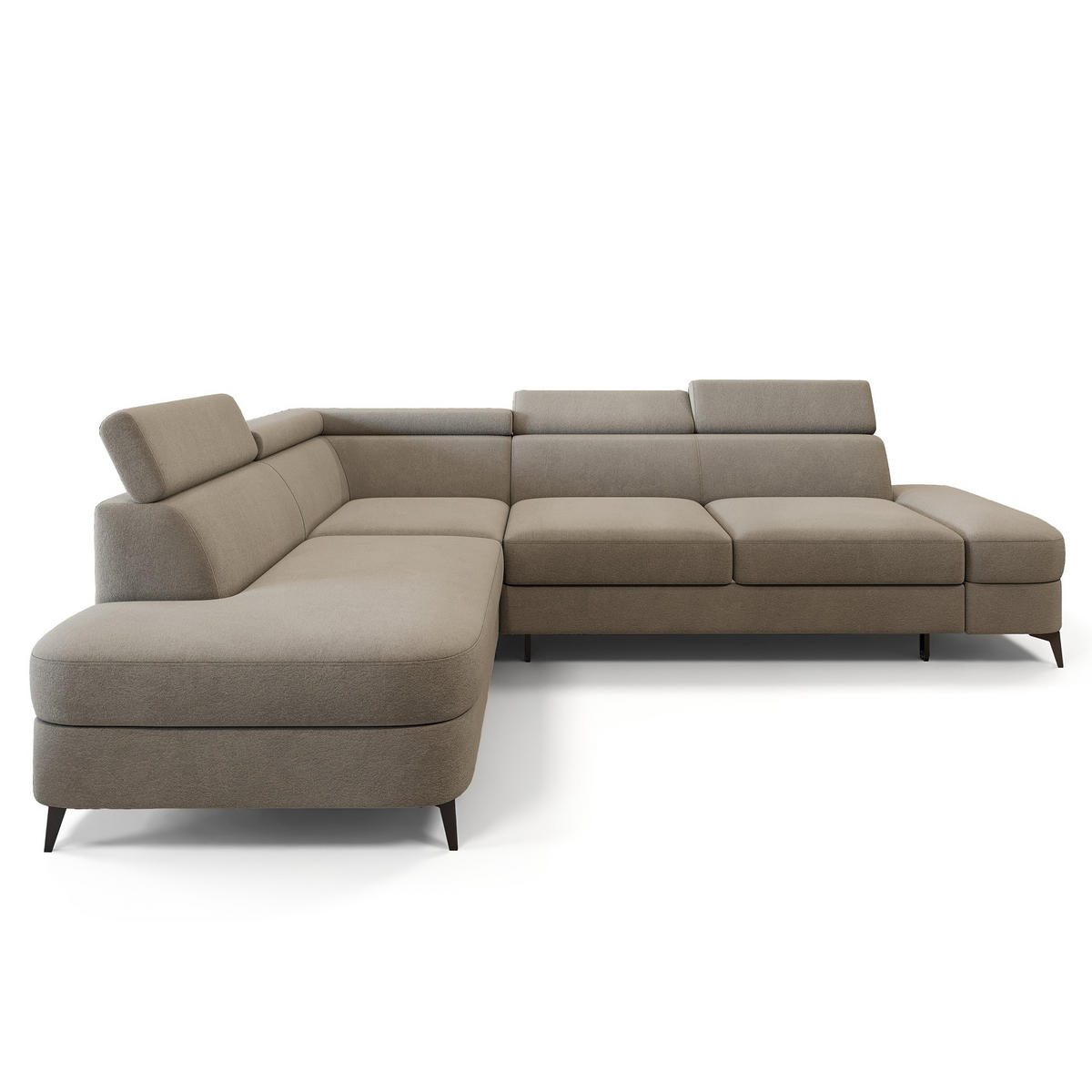 ECKSOFA AVISE MV L-S Beige Velours-Stoff mit Schlaffunktion - Beige, Holzwerkstoff/Textil (268/195cm) - MASSENO