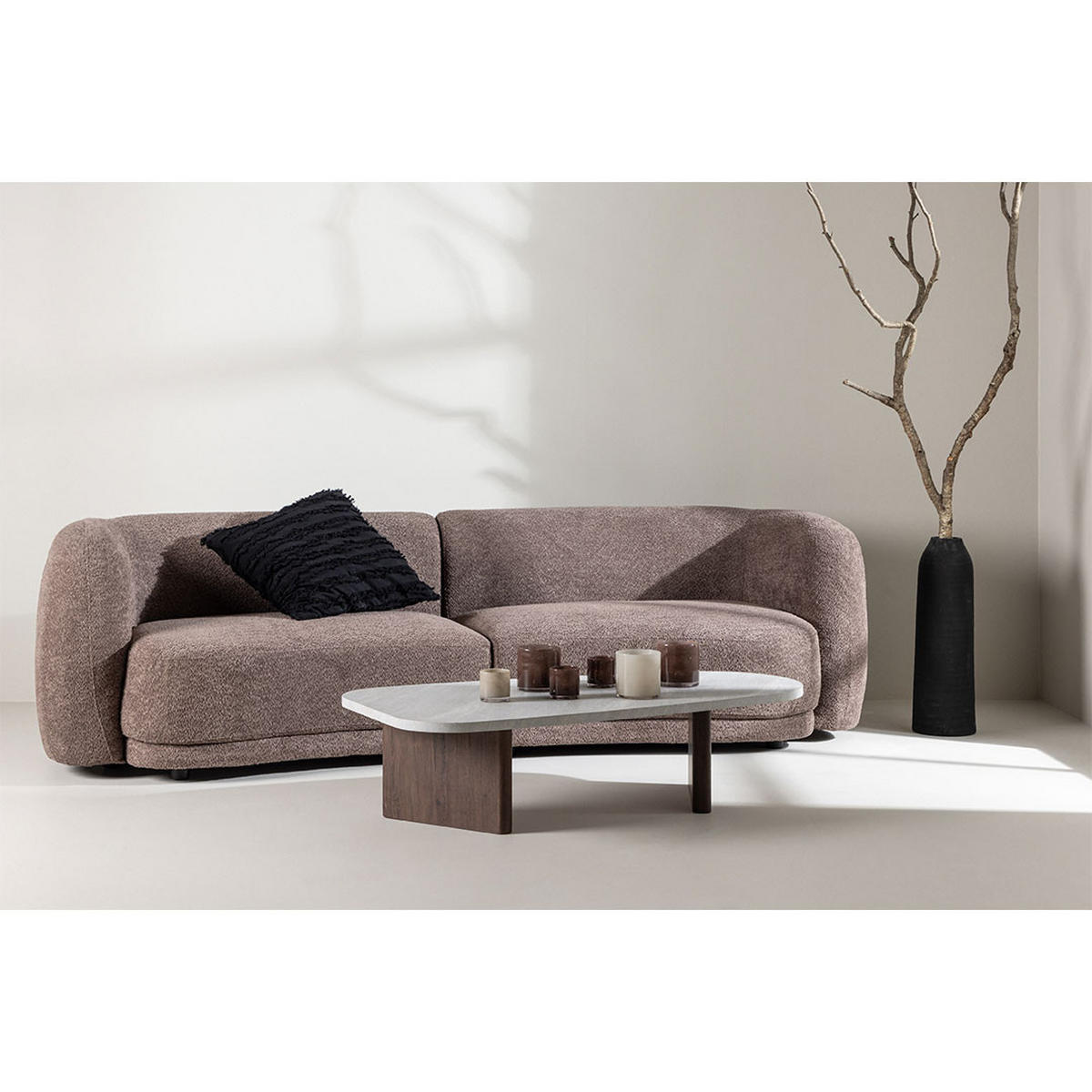 SOFA, Cielo, Braun, Kunstfell, 268 x 91 x 80 cm - Braun, Textil/Fell (268/80/91cm) - ebuy24