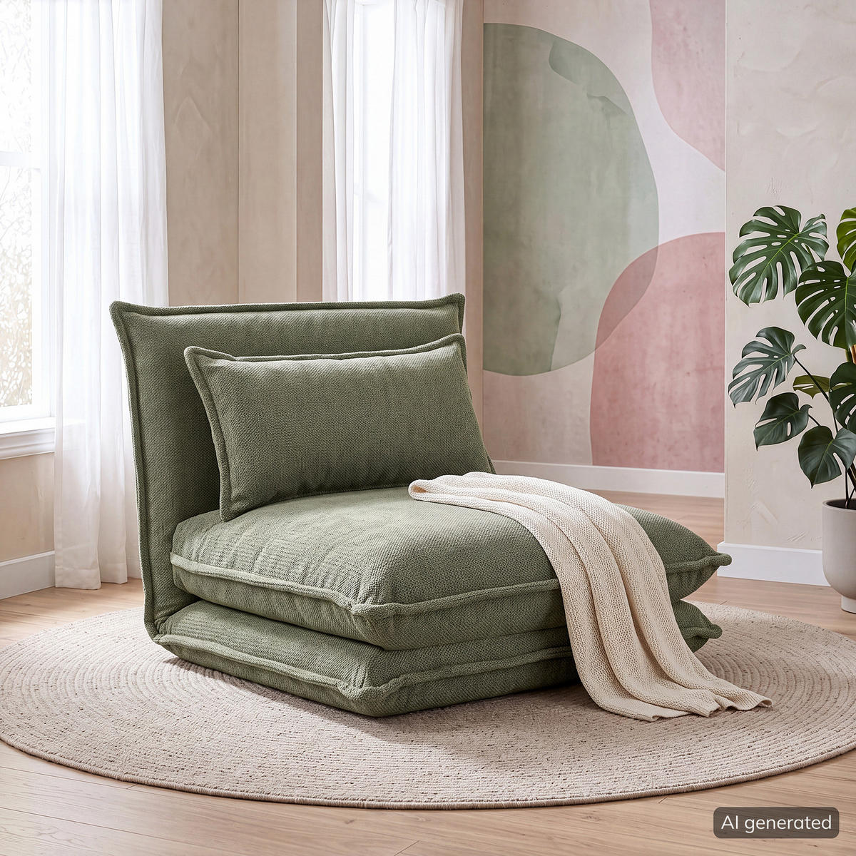 SCHLAFSESSEL - Grün, Textil (78/56/77cm) - home24