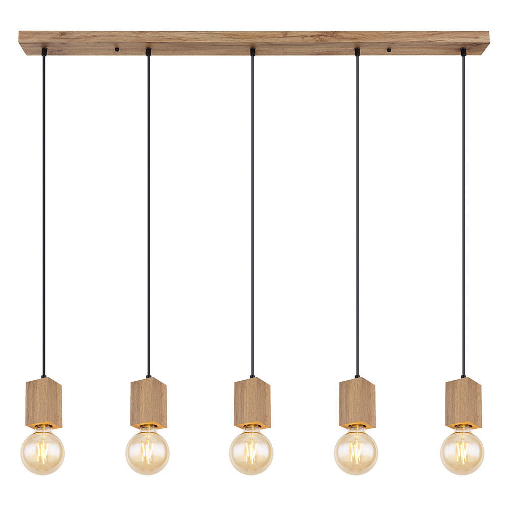 HÄNGELEUCHTE Holzoptik Braun 5 Flammig - Braun, Metall (115/6/120cm) - Globo Lighting